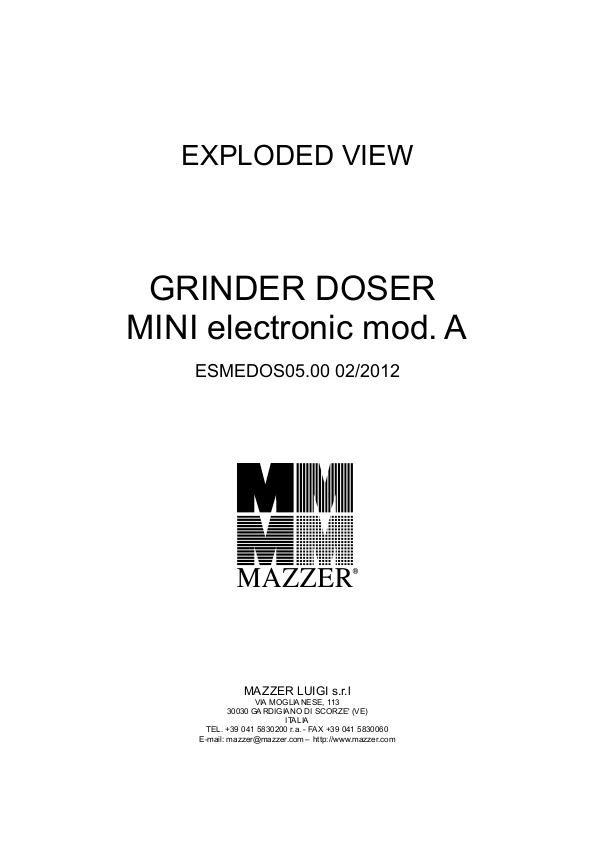 Mini Grinder Doser el. mod_A 分解图